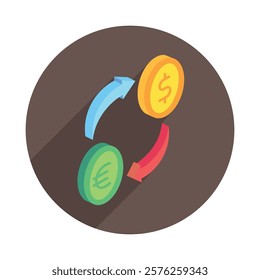 Exchange rounded isometric 3D. use for modern concept, print, UI, UX kit, web and app development. Vector EPS 10, related to education, business, finance, investment.