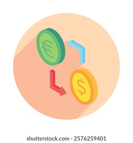 Exchange rounded isometric 3D. use for modern concept, print, UI, UX kit, web and app development. Vector EPS 10, related to education, business, finance, investment.