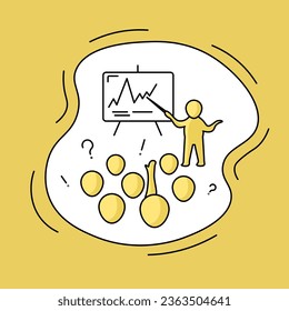 Exchange and search for business ideas. collaborative brainstorming and meeting of creative creative people with light bulb ideas. Vector illustration