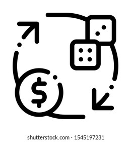 Exchange Sign of Dice for Money Betting And Gambling Icon Vector Thin Line. Contour Illustration