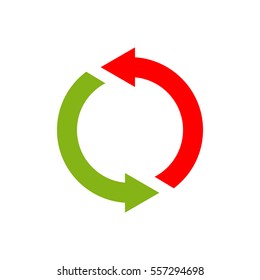 Exchange sign. Replace symbol isolated. swap business logo. Red and grin Circle arrow
