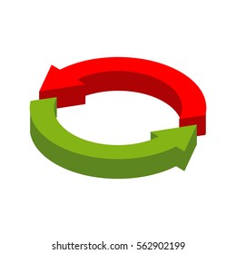 Exchange sign. Replace symbol isolated. swap business logo. Red and grin Circle arrow