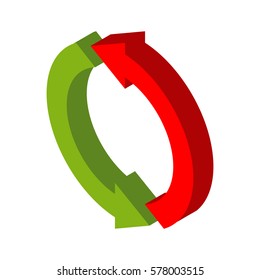 Exchange sign. Replace symbol isolated. swap business logo. Red and grin Circle arrow