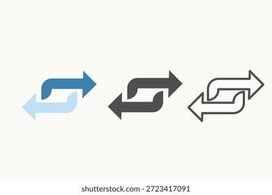 Exchange and swap arrow icon set representing transfer and process flow. Suitable for system operations, data exchange, and workflow diagrams.