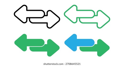 Exchange and Swap Arrows Vector Icon Set. Transfer, Transaction, and Data Flow Symbols in Outline and Flat Design.