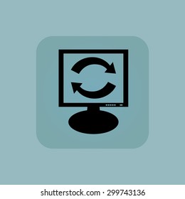 Exchange symbol on screen, in square, on pale blue background