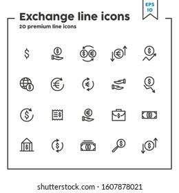 Exchange thin line icon. Concept of investments. Vector illustration symbol elements for web design and apps