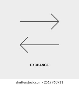 Exchange thin line icon or logo. Symbol or sign on airline or travel app theme. Vector line illustration.