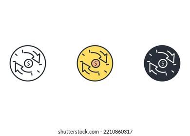 intercambiar iconos de línea delgada. Ilustración vectorial aislada en blanco. Trazo editable.