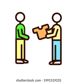 Exchange of things between people color outline icon. Customizable linear contour symbol. Editable stroke. Isolated vector stock illustration