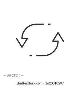 exchange trade icon, return or swap, swap cycle, thin line web symbol on white background - editable stroke vector illustration eps10