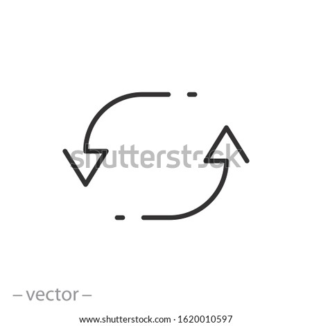 exchange trade icon, return or swap, swap cycle, thin line web symbol on white background - editable stroke vector illustration eps10