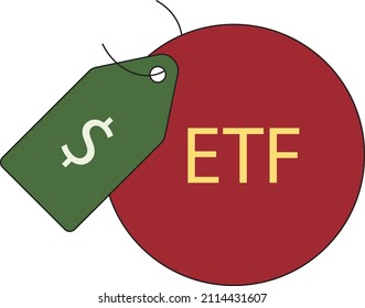 The Exchange Traded Fund (ETF) with dollar tag - Financial Trading Illustration - Vector , icon
