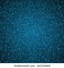 Exchange trades blue background. Binary code. Hacker concept in vector