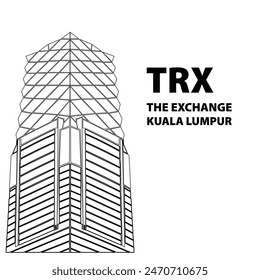 The Exchange TRX Tower and Skyscape Silhouette - Modern Architecture in Kuala Lumpur Malaysia. Tun Razak Exchange 106. Signature Tower Kuala Lumpur.
