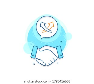 Exchange and turn, cross sign. Handshake deal complex icon. Intersection arrows line icon. Agreement shaking hands banner. Intersection arrows sign. Vector