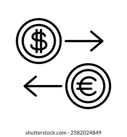 Exchange of two different currencies: vector illustration, banking, business icon