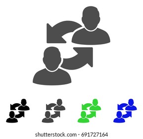 Exchange User flat vector icon. Colored exchange user, gray, black, blue, green pictogram variants. Flat icon style for graphic design.