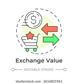 Exchange value multi color concept icon. Market, transaction. Financial currency. Round shape line illustration. Abstract idea. Graphic design. Easy to use in infographic, presentation