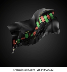 Exchange, vector 3d flag with waves on a black background