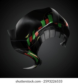 Exchange, vector 3d flag with waves on a black background