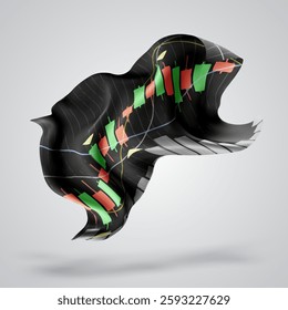 Exchange, vector 3d flag with waves on a white background