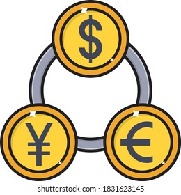 exchange vector colour line icon 