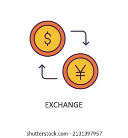 Ilustración de diseño de iconos de esquema rellenado por vectores de Exchange. Símbolo de Fintech sobre el fondo blanco Archivo EPS 10