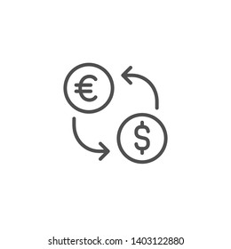 Exchange vector icon. Dollar euro currency. Money USD EUR sign. Line outline linear thin flat design for web, website, mobile app.