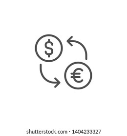 Exchange vector icon. Dollar euro currency. Money cash USD EUR sign. Line outline linear thin flat design for web, website, mobile app.