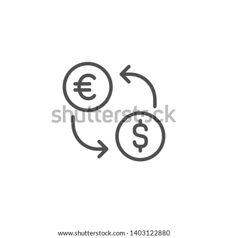 Exchange vector icon. Dollar euro currency. Money USD EUR sign. Line outline linear thin flat design for web, website, mobile app.
