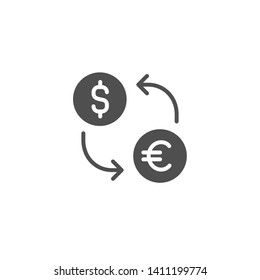 Exchange vector icon. Euro dollar currency. Money cash sign. Flat design for web, website, mobile app, isolated on white