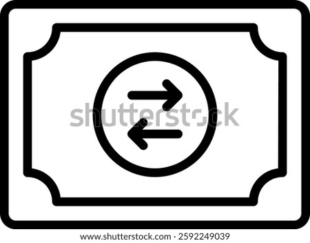 Exchange Vector Icon for Global Trade. Currency conversion symbol, financial transaction illustration, international money transfer