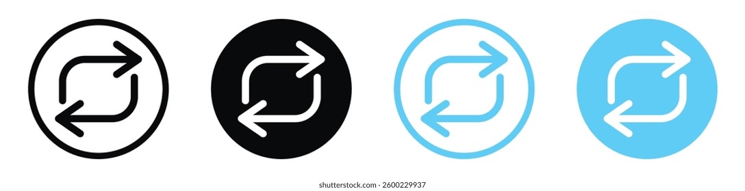 Exchange vector icons in black and blue colors