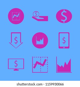 exchange vector icons set. with dollar symbol computer, money hand, graph and dollar symbol phone in set