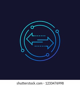 exchange vector line icon with arrows
