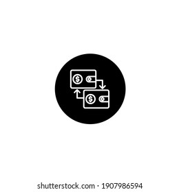 Icono de cartera de intercambio en estilo redondo negro. Icono de vector perfecto