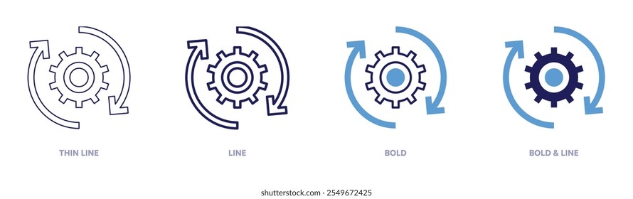 Exchange work icon in 4 different styles. Thin Line, Line, Bold, and Bold Line. Duotone style. Editable stroke.