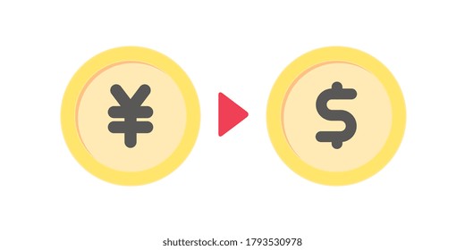 Icono de ilustración de vector de cambio a dólar