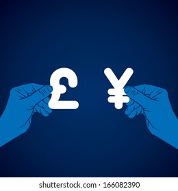 exchange yen and pound currency vector