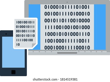 Exchanging Data Icon. Flat Color Design. Vector Illustration.