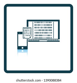 Exchanging Data Icon. Square Shadow Reflection Design. Vector Illustration.