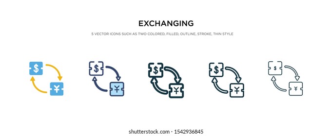 exchanging icon in different style vector illustration. two colored and black exchanging vector icons designed in filled, outline, line and stroke style can be used for web, mobile, ui