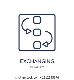 Exchanging icon. Exchanging linear symbol design from Strategy collection. Simple outline element vector illustration on white background.