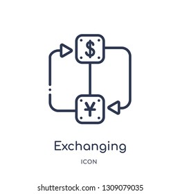 exchanging icon from startup stategy and success outline collection. Thin line exchanging icon isolated on white background.