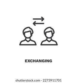 exchanging icon. Thin line exchanging icon from startup and strategy collection. Outline vector isolated on white background. Editable exchanging symbol can be used web and mobile