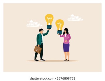 Troca de ideias, criatividade e inovação. As equipes de negócios colaboram e trocam ideias para alcançar o sucesso.