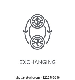 Exchanging linear icon. Modern outline Exchanging logo concept on white background from Startup Strategy and Success collection. Suitable for use on web apps, mobile apps and print media.