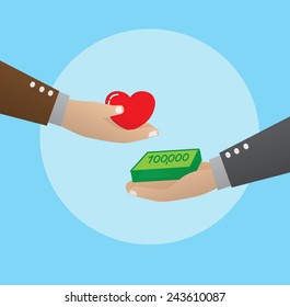 Exchanging money with love