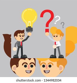 Exchanging question and idea concept Illustration